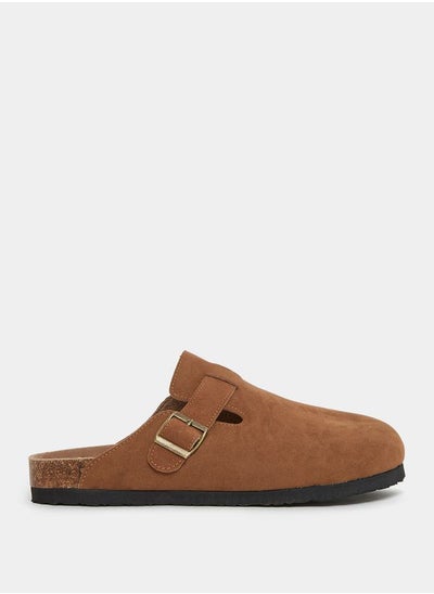 Buy Suede Buckle Detail Clog Sandal in Saudi Arabia