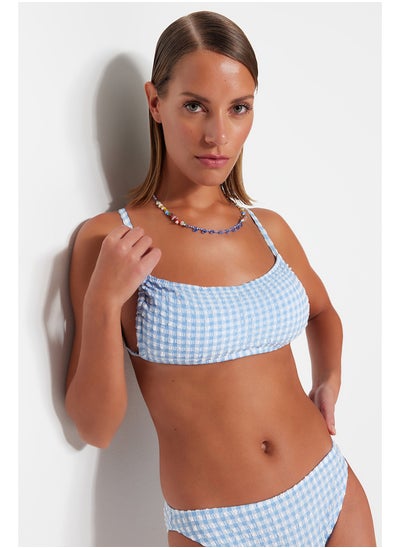 اشتري Blue Gingham Textured Strapless Tunnel Bikini Top TBESS23BU00144 في مصر