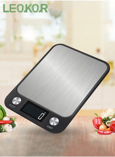 اشتري High-Precision Household Kitchen Electronic Scale Front Waterproof LCD Stainless Steel Platform Scale（5kg/1g） في السعودية