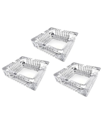 Buy Voidrop Glass Ashtrays Portable Decorative Modern Ashtray for Home Office Indoor Outdoor Patio Use Fancy Cute Cool Ash Tray Set of 3(Square) in UAE