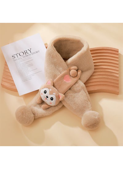 اشتري Kids Cartoon Dragon Plush Scarf Winter WarmPuppy beige Puppy beige في الامارات