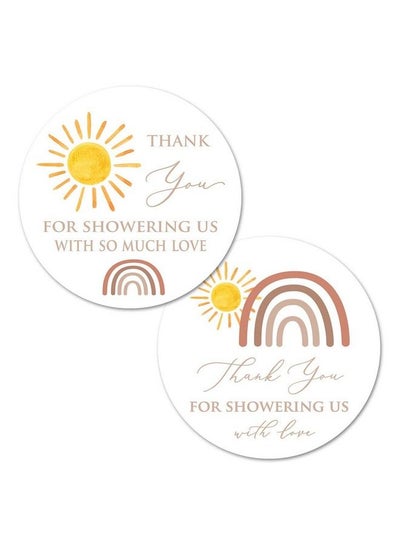 اشتري 2" Round Boho Sunshine Baby Shower Thank You Favor Sticker Set Of 40 (Neutral) في السعودية