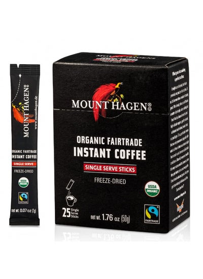 Buy Mount Hagen 25 Count Single Serve Instant Coffee Packets | Organic Medium Roast Arabica Beans | Eco-friendly, Fair-Trade [25 sticks/1.76oz/50g] in UAE