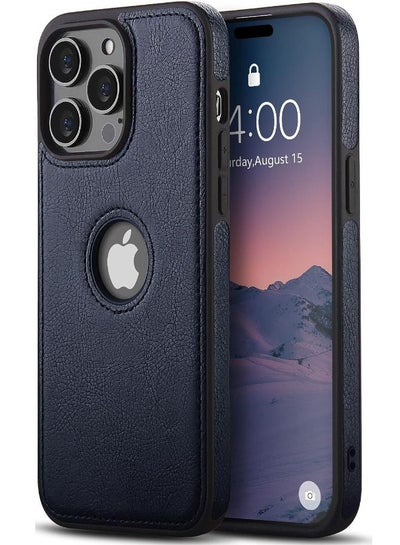 Buy iPhone 15 Pro Case, Vegan Leather Protective Case for Apple iPhone 15 Pro, Luxury, Elegant and Beautiful Design Cover, Non-Slip Vintage Looking Perfect Stitching Leather Case (Royal Blue) in UAE