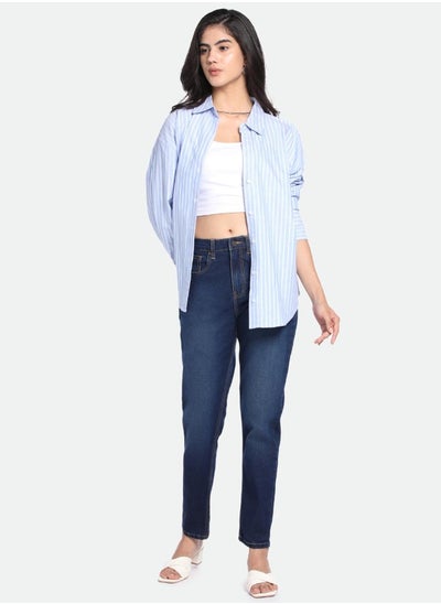 Buy Mom Fit Indigo Denim Jeans in UAE