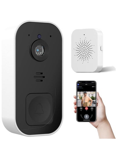 Buy WiFi Smart Wireless Remote Video Doorbell, Intelligent Visual Doorbell Two-Way Home Security Intercoms, HD Night Vision, 120 ° Wide Angle Lens, Built in 800mAh Battery, Support Cloud Storage in Saudi Arabia