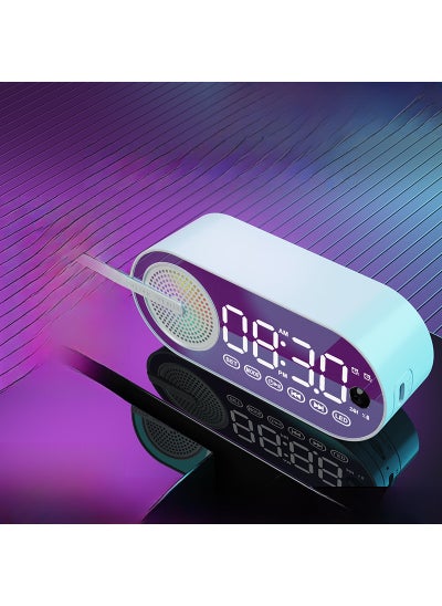 Buy Bluetooth Speaker Desk Clock Multifunction [Snowflake color] clock + human body induction + pluggable card + Bluetooth connection in UAE