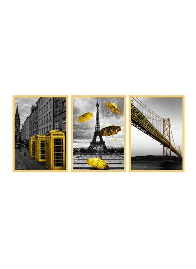 Buy Premium wall art painting frames with aluminium gold frame Living Room,Home Wall, Office Decoration pack of 3 in UAE