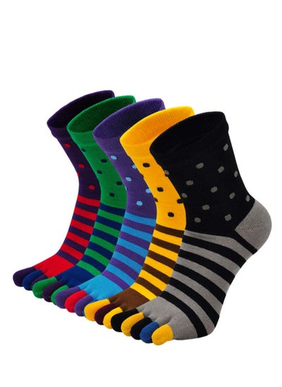 اشتري Toe Socks Mens Five Finger Socks Cotton Sports Running Socks, Athlete Crew Socks with Toe for Men, 5 Pairs في السعودية