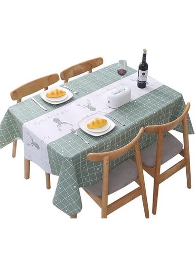 Buy Tablecloth 100% PVC Waterproof Oil And Spill Resistant Vinyl Rectangular Wipeable For Outdoor And Indoor Use 54x54 Inch Green in Saudi Arabia