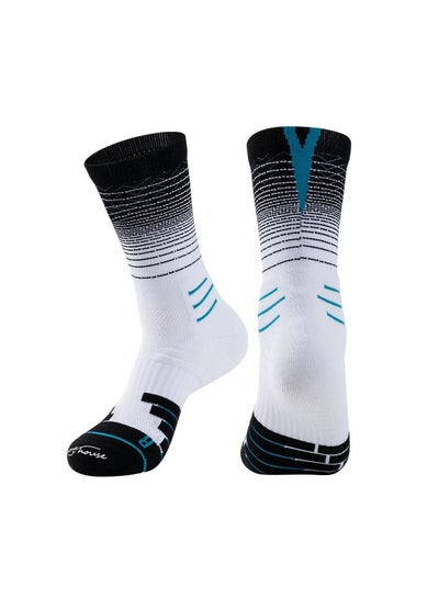 اشتري M MIAOYAN basketball socks professional combat gradient elite socks thick towel bottom high top outdoor sports socks في السعودية