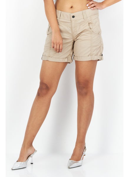 Buy Women Regular Fit Solid Basic Shorts, Tan in UAE