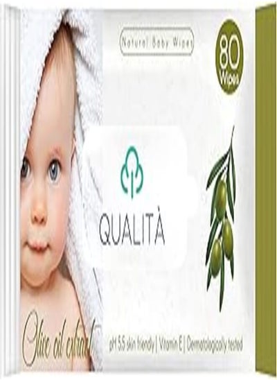 Buy Qualita baby wipes with olive oil and calendula oil 80 wipes in Egypt