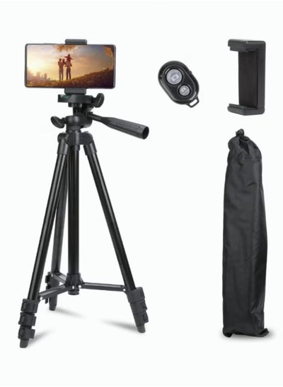 Buy 51 Inch Extendable Phone Tripod and Camera Stand with Bluetooth Remote and Clip in UAE