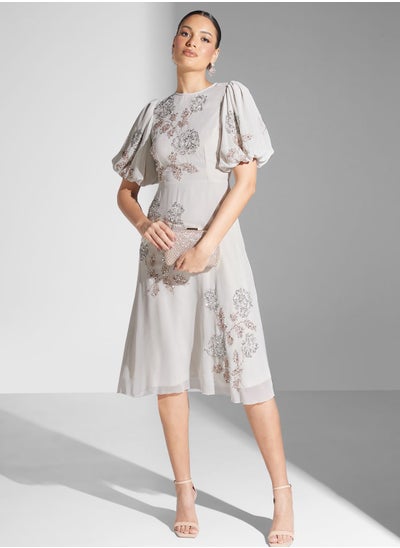 Buy Floral Print Puff Sleeve Dress in UAE