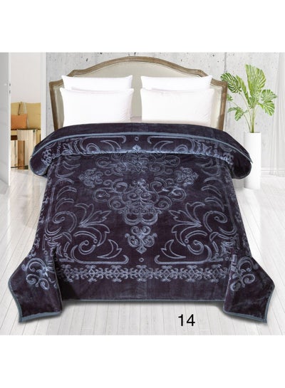 Buy Two-Layer Heavy Winter Blanket 6 Kg Two Layers Plain Engraved with a Super Soft Texture King Size 220x240 cm in Saudi Arabia