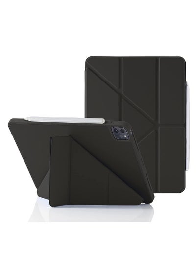 Buy For iPad Pro 11 2022/2021/2020 - 4th / 3th /2th with Pencil Holder, 5-in-1 Multiple Viewing Angles, Soft Silicone Cover and Soft TPU Back, Auto Sleep/Wake and Charge Pen (BLACK) in Egypt