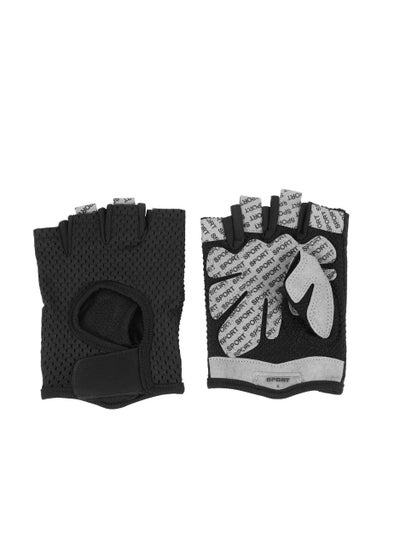 اشتري Breathable Sports Gloves Black Sports Gloves Cycling Gym Non-slip Half Finger Gloves for Women Men في الامارات