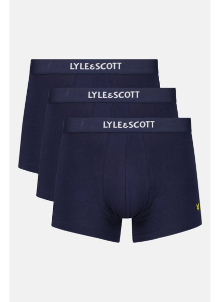 Buy Men 3 Pack Brand Logo Trunks, Navy in Saudi Arabia