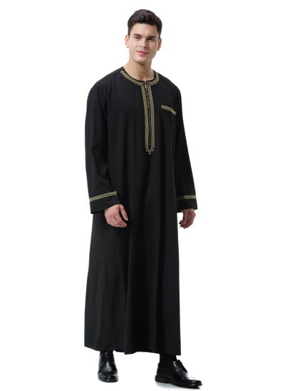 Buy Men's Printed Zipper Round Neck Robe in Saudi Arabia