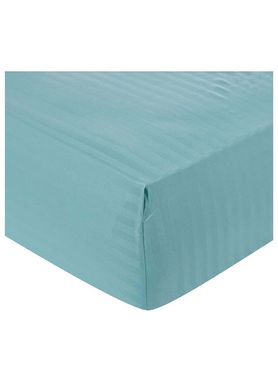 Buy HOTEL COLLECTION Stripe TEAL BLUE King Size Fitted Sheet 180 x 200 cm with 2 Pillow Cases in UAE