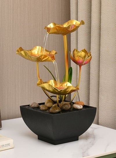 Buy Indoor Water Fountain 4 Tier Lotus Leaf Tabletop Fountain, Relaxation Mini Waterfall for Room Decoration in UAE