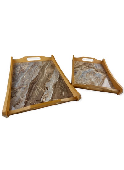 اشتري Wooden Serving Tray - 2 Pcs. في مصر