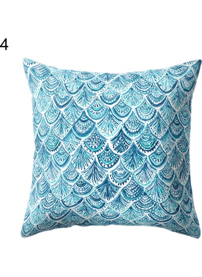 Buy Fish Scales Printed Cushion Cover Blue 45x45cm in UAE