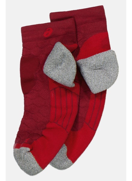 اشتري Men 1 Pair Quarter Textured Socks, Red/Grey في السعودية