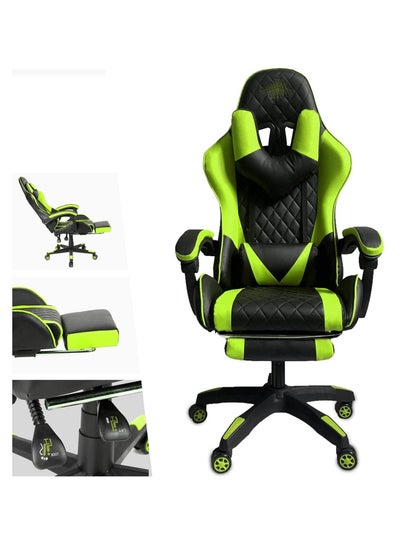 Buy LED Gaming Chair Ergonomic OfficeChair Racing Style High-Back Desktop PC Computer GamingChair Adjustable Height SwivelChair with Footrest, Headrest and Lumbar Support in Saudi Arabia