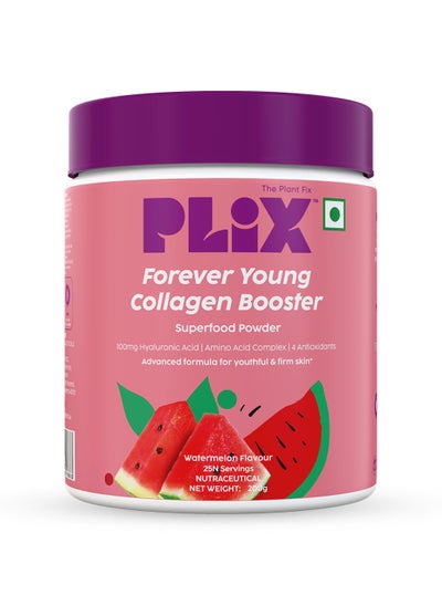 Buy PLIX THE PLANT FIX Forever Young Collagen Booster Plant-Based Collagen Powder for Skin Elasticity & Renewal- 25 Servings (Watermelon) Pack of 1, 200g in UAE