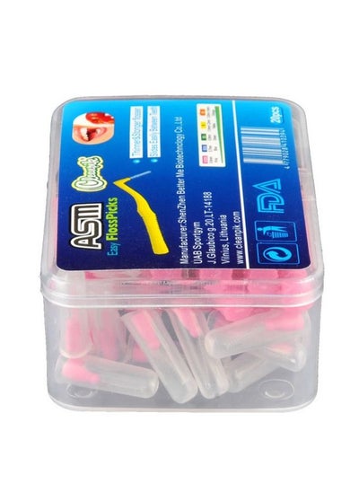 Buy 20Pcs/Box L Shape Push-Pull Interdental Brush 0.6MM Diameter Pink in UAE