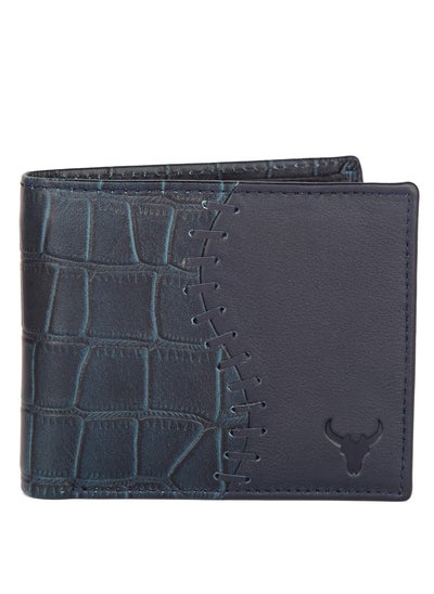 Buy Blue Leather Wallet for Men I 4 Card Slots I 2 Currency Compartments I 1 ID Window I 3 Secret Compartments I External Card Slot I 1 Coin Pocket in UAE