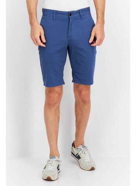 Buy Men Slim Fit Plain Basic Shorts, Blue in UAE