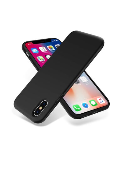 Buy Compatible with iPhone XS Max Case, Liquid Silicone Case, Full Body Protective Cover, Shockproof, Slim Phone Case, Anti-Scratch Soft Microfiber Lining - Black in Egypt