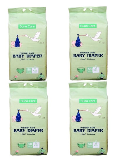 Buy Duna Care Baby Diaper >12kgs size 6 XXLarge 58Pcs . 4 pack X 58 Pcs . 232 Pcs. 1 Carton in UAE