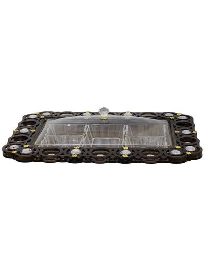 Buy 7-piece acrylic candy and nuts tray brown, clear, gold 40cmx57cm in UAE