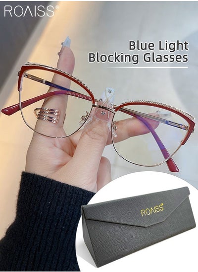 اشتري Women's Blue Light Blocking Glasses Blue Light Filter Computer Reading Gaming TV Phones Cat Eye Eyeglasses Fashion Anti Eyestrain Headache Eyewear Red 53mm في الامارات