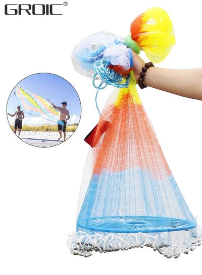 Buy Casting Net with Fish Cage, Fishing Cast net with Ring, 9.8 ft Radius Tools Cast Nets for Fishing, High Strength Nylon Mesh Casting Throw Nets with Steel Sinker and Synthetic Resin Frisbee in Saudi Arabia