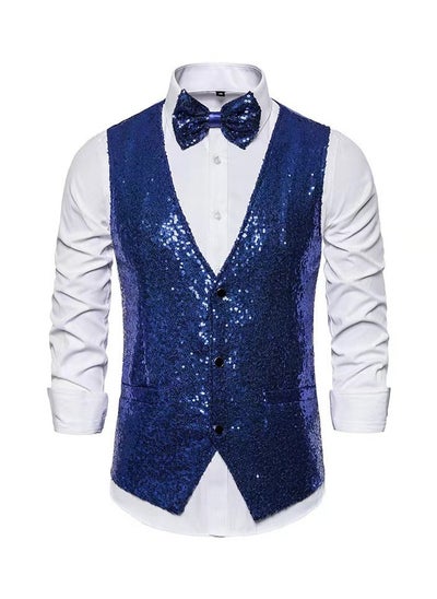 Buy New Men's Fashionable Sequined Suit Vest in UAE