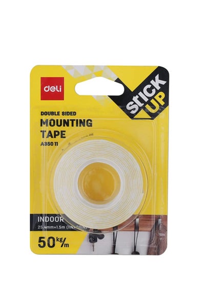 اشتري Deli Mounting Double Sided Tape, 1.5 Meter Length X 25 Mm Width في الامارات