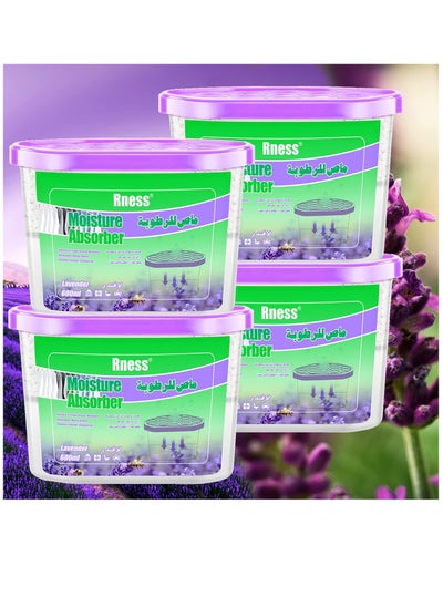 Buy Rness Moisture Absorber Moldproof Deodorizing Desiccant Dehumidifier Boxes Lavender Aroma Humidity Absorber for Bathroom Closet Wardrobe Kitchen 4 Pack,10oz,600ml, Lavender in UAE