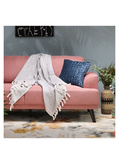 اشتري Iona Handwoven Throw Grey & White 152 x 127 cm في الامارات