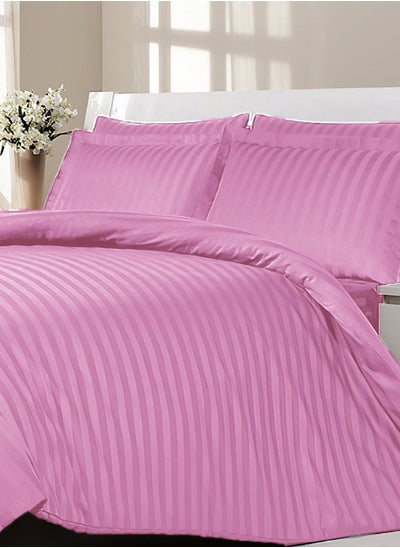 Buy 4-Piece Duvet Cover Set For King Size Bed With Fitted Sheet Pink in UAE