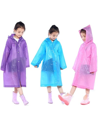 اشتري Waterproof Rain Coat, EVA Portable Poncho, for Girls Boys Toddler Rainwear Jacket Cape, Reusable Children Raincoat Outdoor Climbing Cycling Hiking Camping. في الامارات