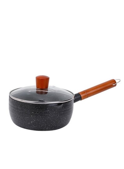 Buy Sauce Pan with Glass Lid,Soup Pot Nonstick Saucepan Granite Coating（18cm） in UAE