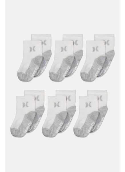 اشتري Toddlers Boy 6 Pair Brand Logo Ankle Socks, White/Grey في الامارات