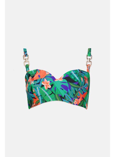 Buy Women Floral Padded Bikini Top, Green Combo in UAE