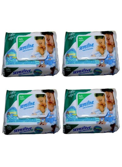 Buy Sensitive Baby Cotton Wipes With Flip Top Soft Cleansing Anti Bacterial Travel Pack Parabenfree With Aloe And Chamomile (90 Wipes In One Packset Of 4) in Saudi Arabia