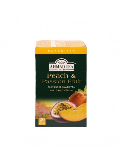 اشتري Ahmad Tea Black Tea, Peach And Passion Fruit Teabags, 20 ct (Pack Of 6) - Caffeinated And Sugar-Free في الامارات